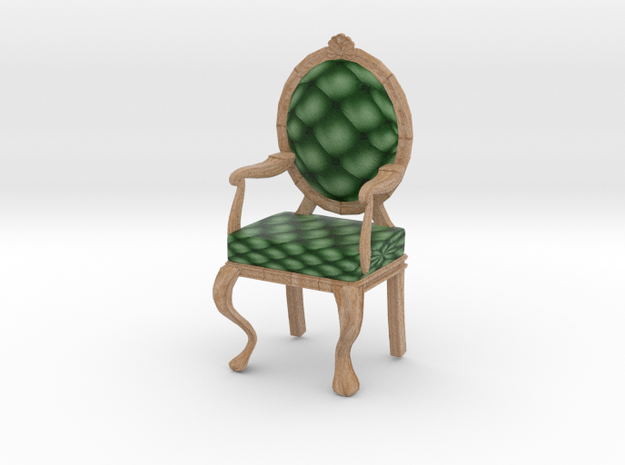 1:24 Half Inch Scale PinePale Oak Louis XVI Chair in Full Color Sandstone