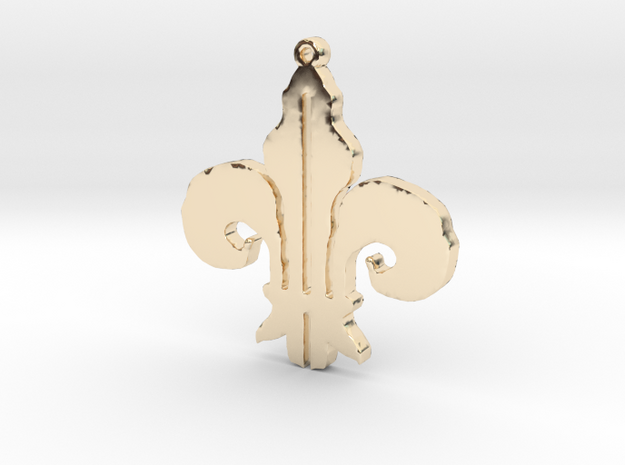 Fleurdelis Necklace Pendant in 14k Gold Plated Brass