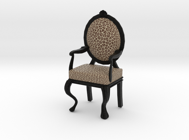 1:12 Scale Cheetah/Black Louis XVI Chair in Full Color Sandstone