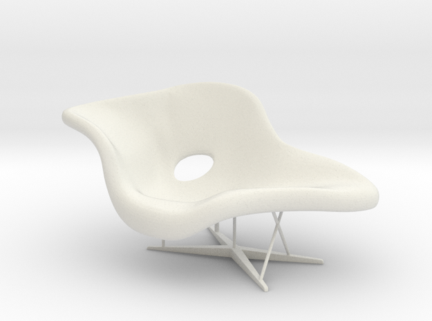 1:12 Eames La Chaise in White Natural Versatile Plastic