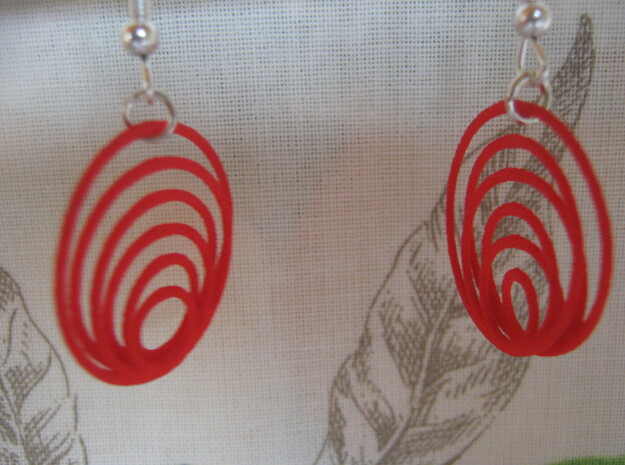 Three-Coil 1 2 Earrings in Red Processed Versatile Plastic