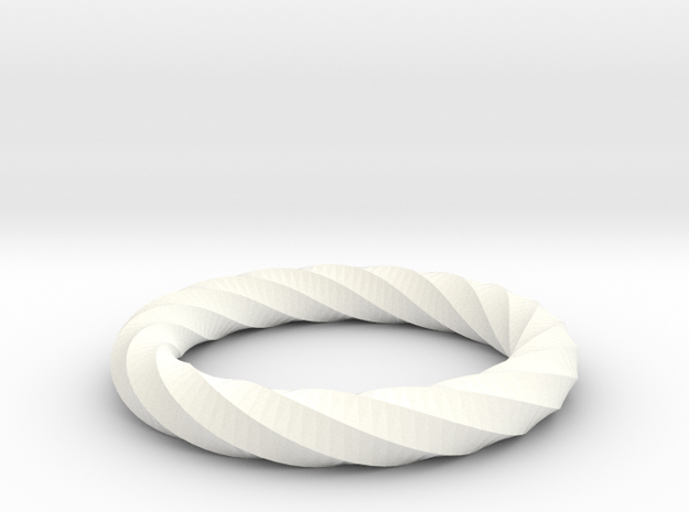 Twisted Ring in White Processed Versatile Plastic