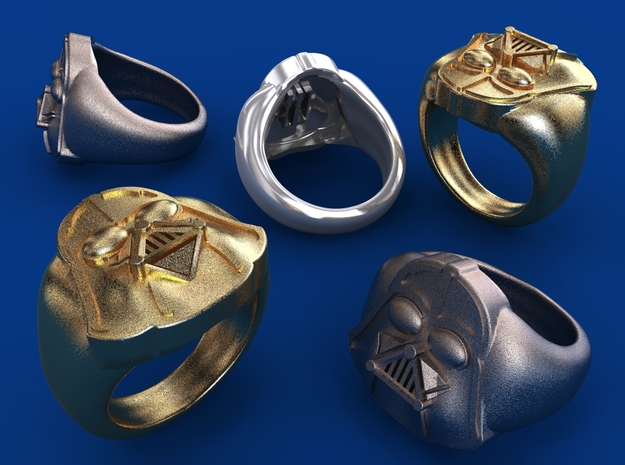 Vader ring - 16mm in Polished Bronzed Silver Steel