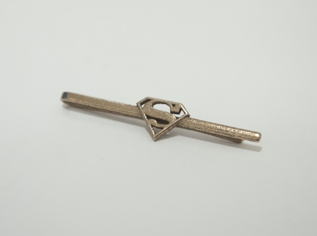 Superman Tie Clip in Polished Bronzed Silver Steel