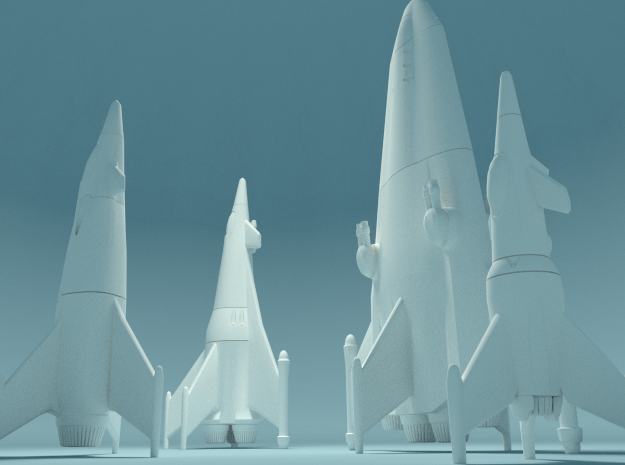 Earth War Rocket Fleet in White Natural Versatile Plastic