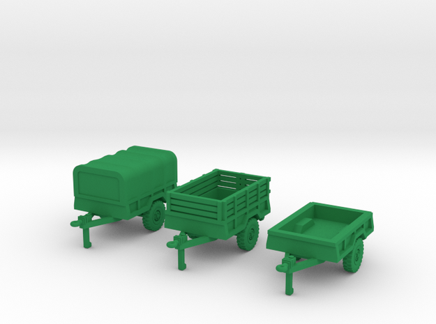 M101a2 Trailer Set in Green Processed Versatile Plastic: 1:144