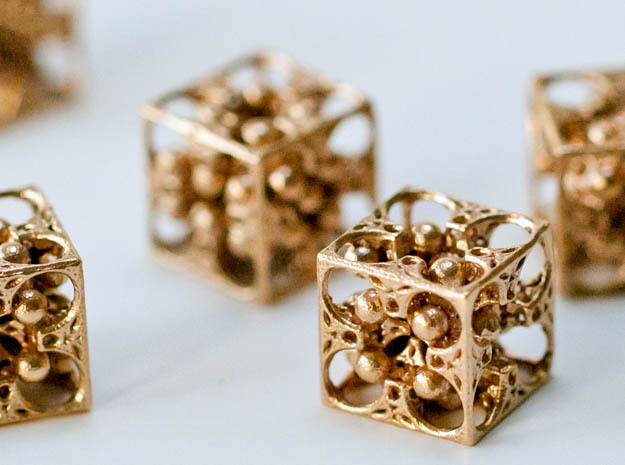  GOD's DICE - Pendant / Earring / Dice - 14mm in Natural Bronze