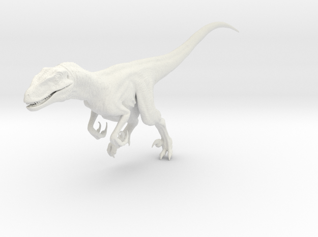 Dinosaur Raptor 25 cm running V2 in White Natural Versatile Plastic