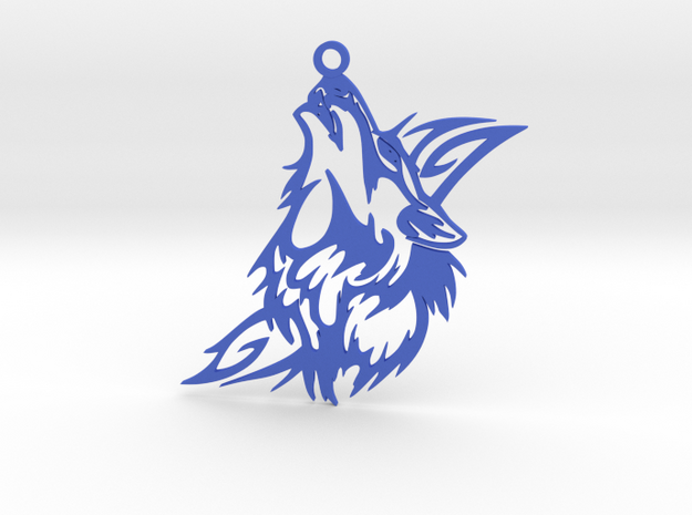 Wolf Pendant in Blue Processed Versatile Plastic