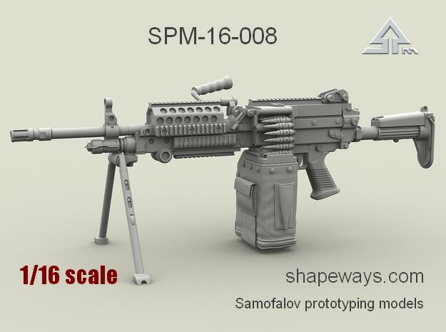 1/16 SPM-16-008 m249 MK48mod0 7,62mm machine gun in Smoothest Fine Detail Plastic